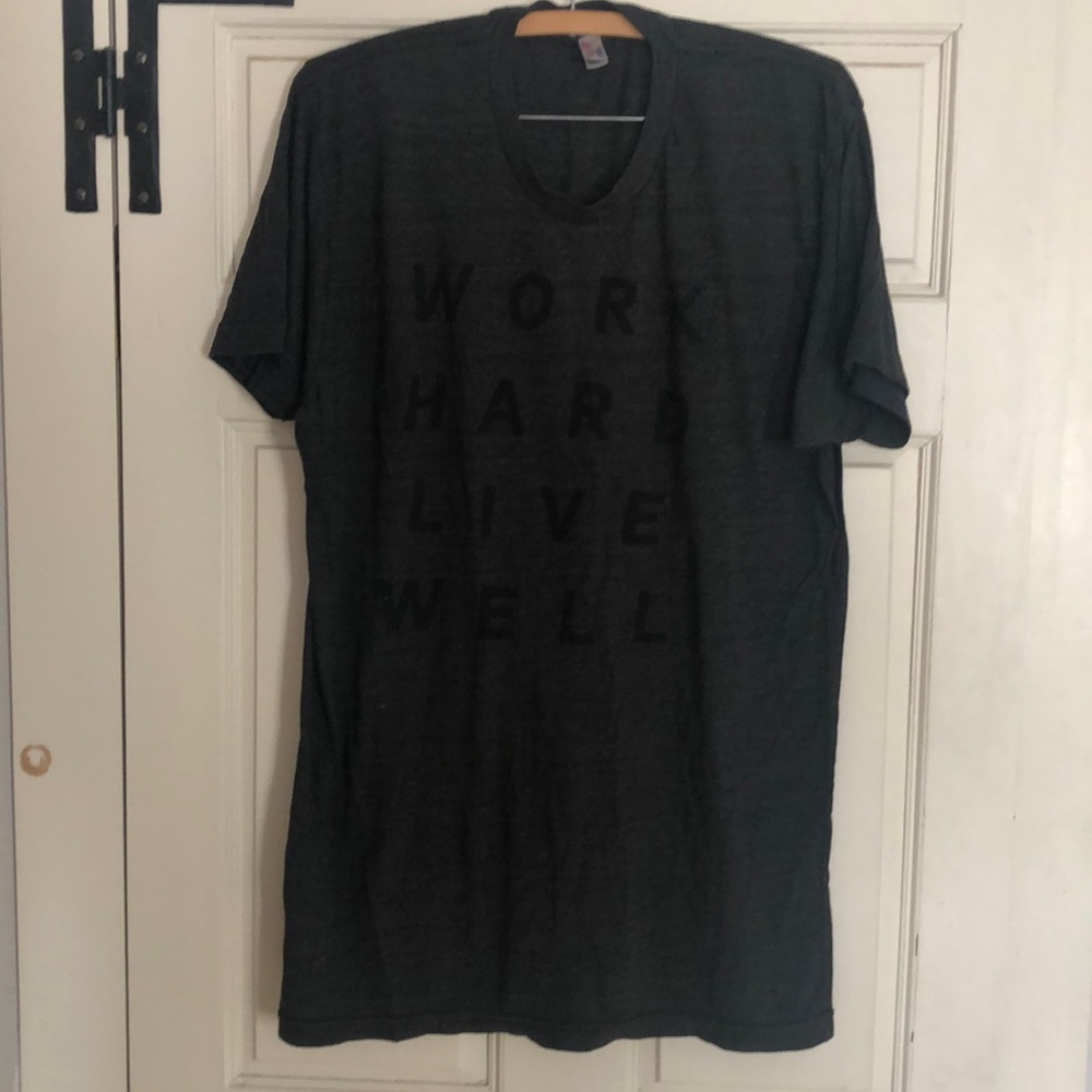 Work hard live well cotton tee size XL. By man ready mercantile